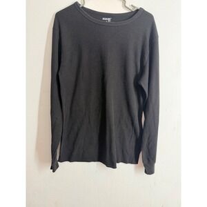 Mission Ridge Mens XL Black Waffle Knit Thermal Long Sleeve Shirt Crew Neck Top